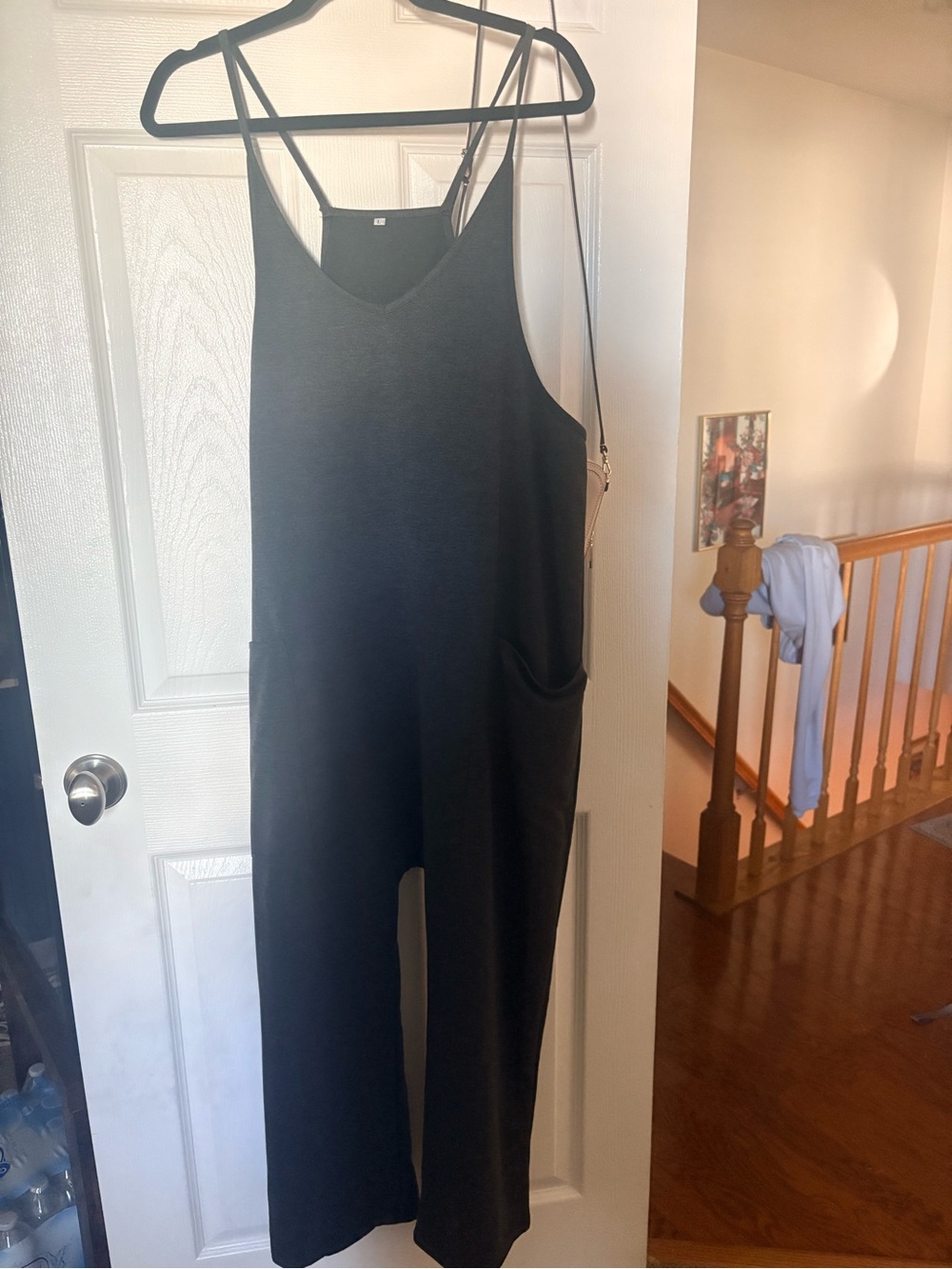 Black Sleeveless Wide-Leg Jumpsuit with Pocket